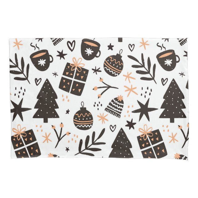 A Black and White Christmas Pattern Pillow Case (Front)