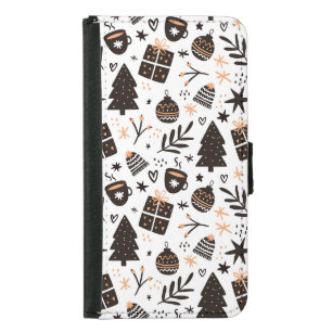 A Black and White Christmas Pattern Samsung Galaxy S5 Wallet Case