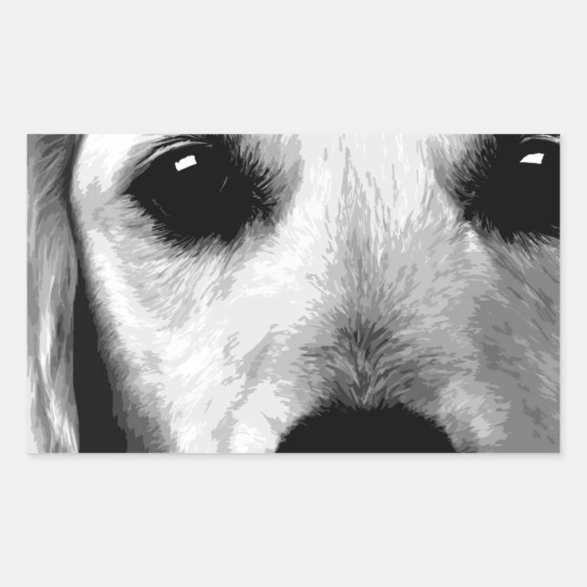 A black and white Golden retriever Rectangular Sticker (Front)