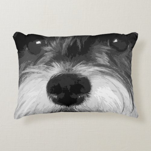 A black and white Miniature Schnauzer Accent Pillow