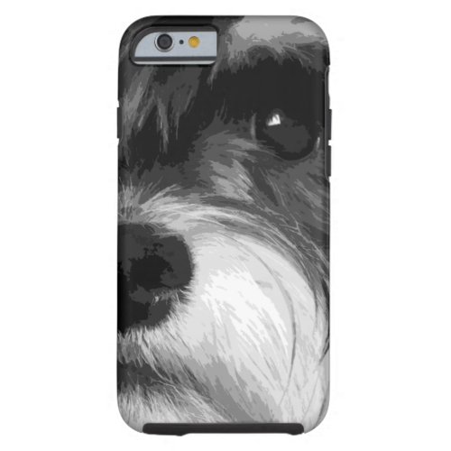 A black and white Miniature Schnauzer Tough iPhone 6 Case