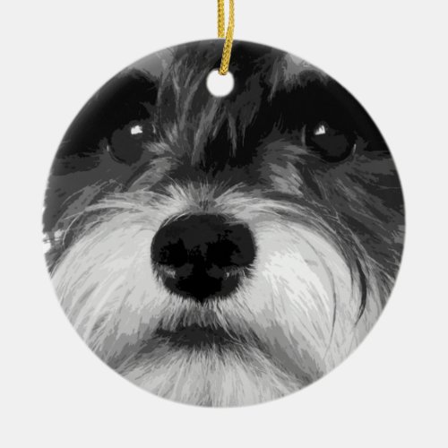 A black and white Miniature Schnauzer Ceramic Ornament