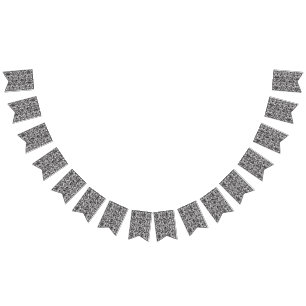 a black and white paisley pattern bunting flags