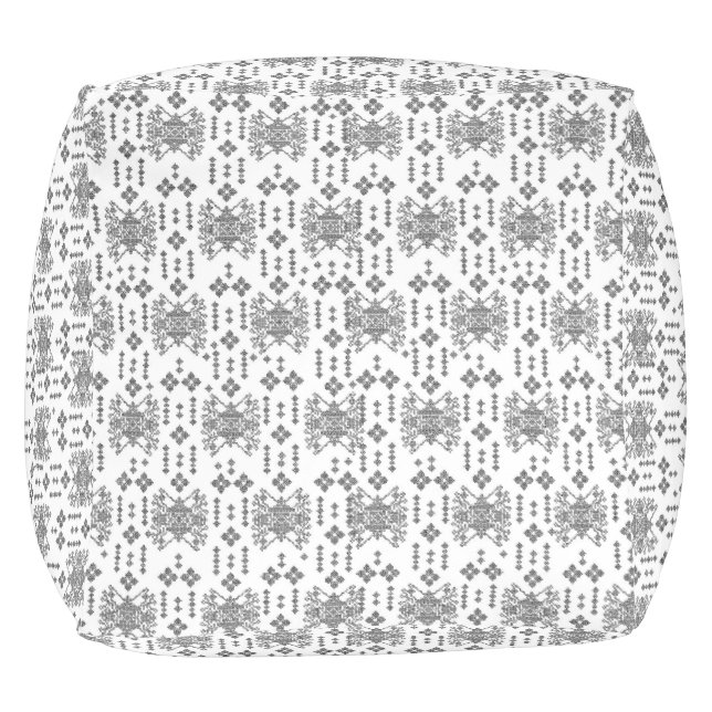 a black and white pattern with a white background pouf (Bottom)