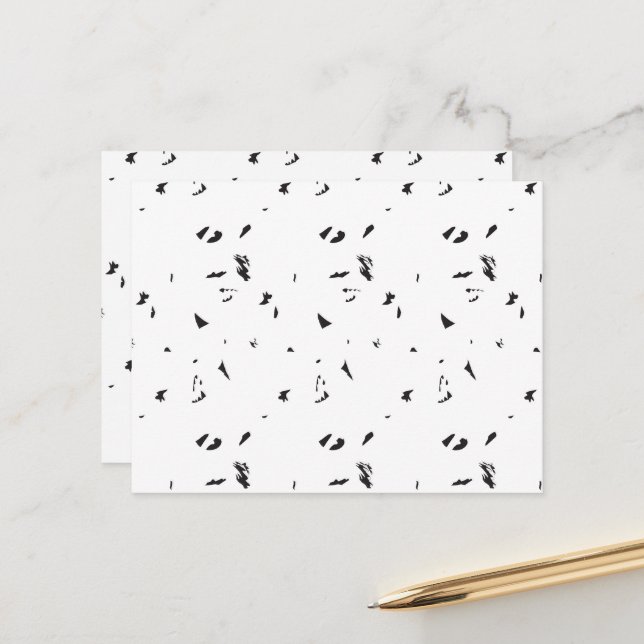 a black and white photo of a flock of birds postcard (Front/Back In Situ)