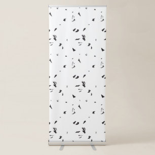 a black and white photo of a flock of birds retractable banner