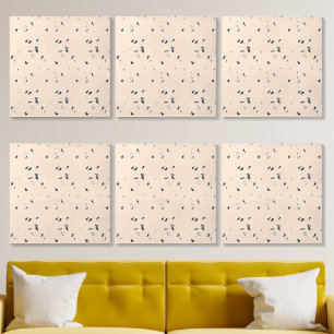 a black and white photo of a flock of birds wood photo tile