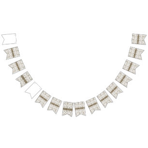 a black and white photo of a pattern bunting flags