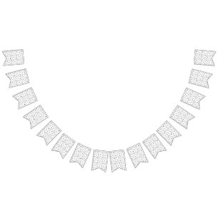 a black and white photo of bubbles on a white back bunting flags