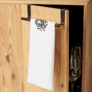 a black and white picture of a bunch of flowers kitchen towel