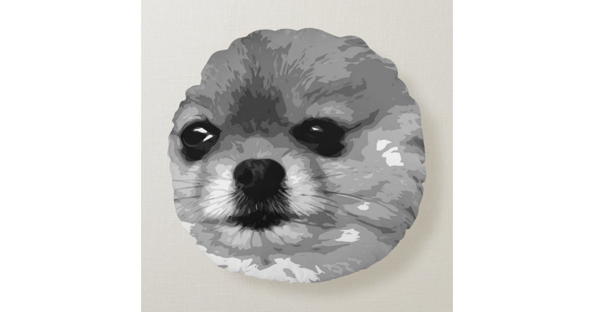 A Black And White Pomeranian Round Pillow Zazzle Com