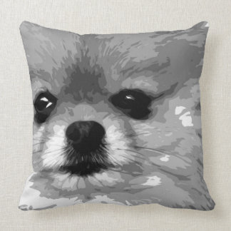 A black and white Pomeranian Throw Pillow