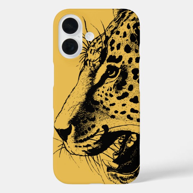 A Black and Yellow Hand Drawn Leopard Illustration Case-Mate iPhone Case (Back)