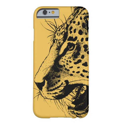 A Black and Yellow Hand Drawn Leopard Illustration Barely There iPhone 6 Case