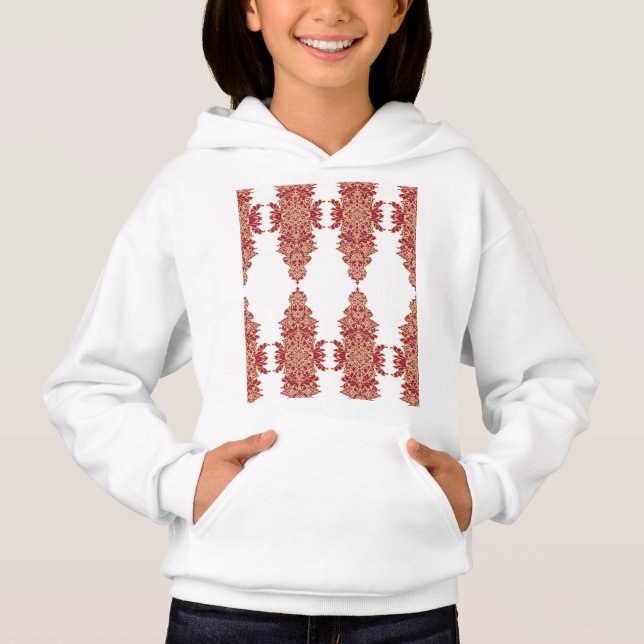 a black background with a red pattern on it hoodie (Front)