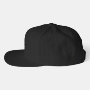 A black baseball cap with the word "Fashion"