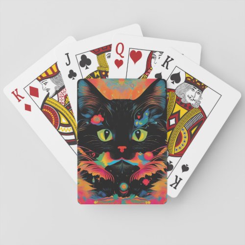 A black cat has been considered a sign of good luc playing cards