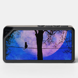 A Black Cat on a Wire Full Moon Bluetooth Speaker