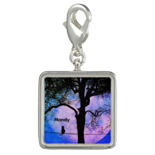 A Black Cat on a Wire Full Moon Name Charm