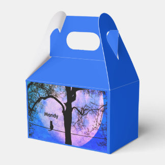 A Black Cat on a Wire Full Moon Name Favor Boxes