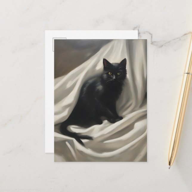 A Black Cat Postcard (Front/Back In Situ)
