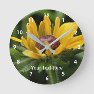 A Black Eyed Susan Flower Personalized Round Clock