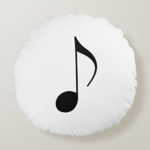 a black musical-note round pillow