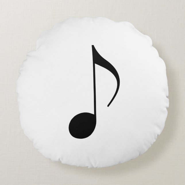 a black musical-note round pillow (Front)