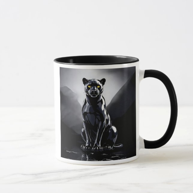 A black panther with bright reflections. mug (Right)