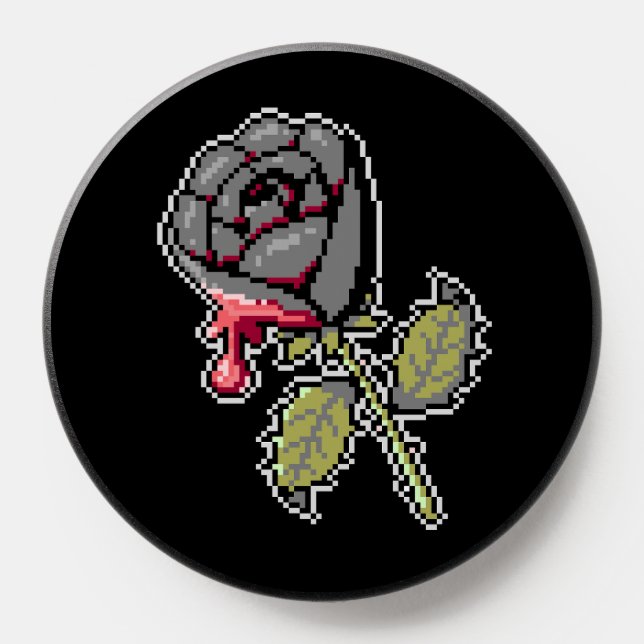 A Black Rose Painted Red Pixel Art PopSocket (Popsocket)