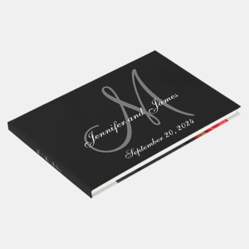 A Black Tie Affair Elegant Monogram Photo Wedding Guest Book