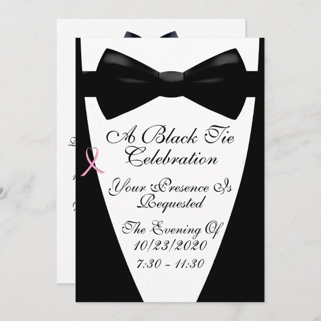 A Black Tie Cancer Awareness Event Invitation (Front/Back)