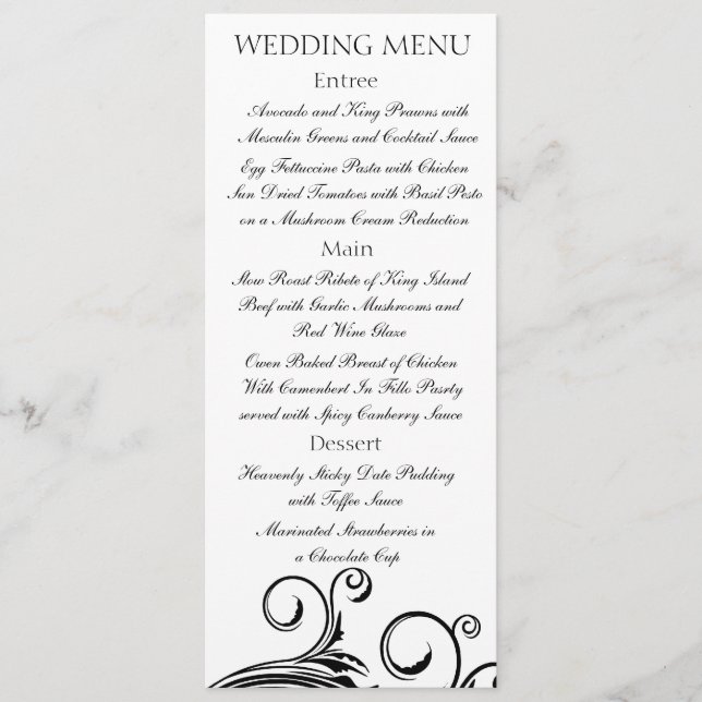 A Black Tie Event -Menu Cards (Front)