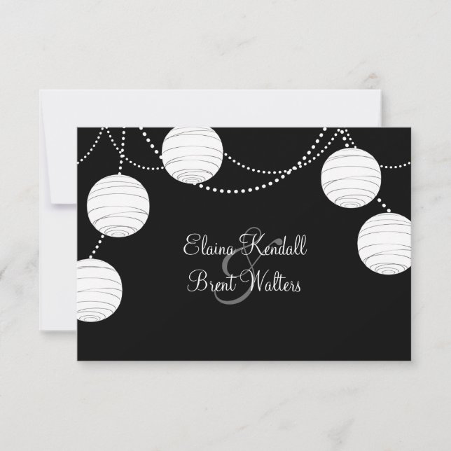 A Black & White Party Lanterns RSVP Card (Front)
