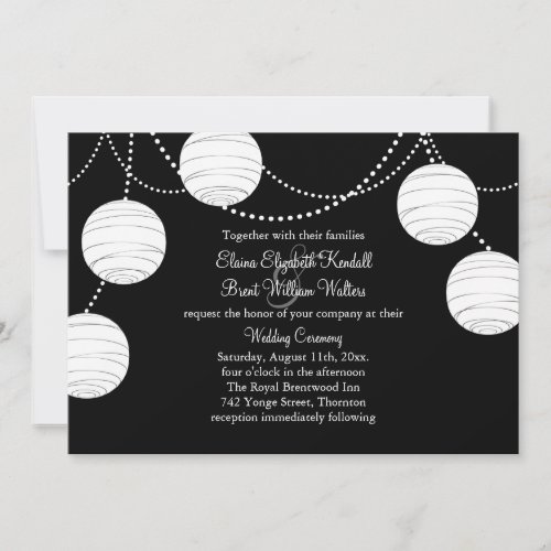 A Black &amp; White Party Lanterns Wedding Invitation