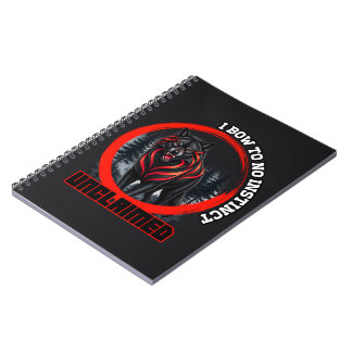 A black wolf in a foggy forest wildlife art notebook