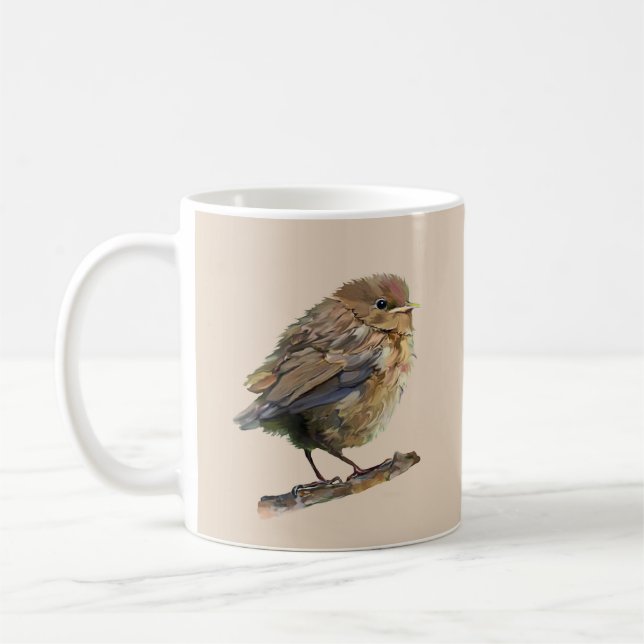 A blackbird fledgling  coffee mug (Left)