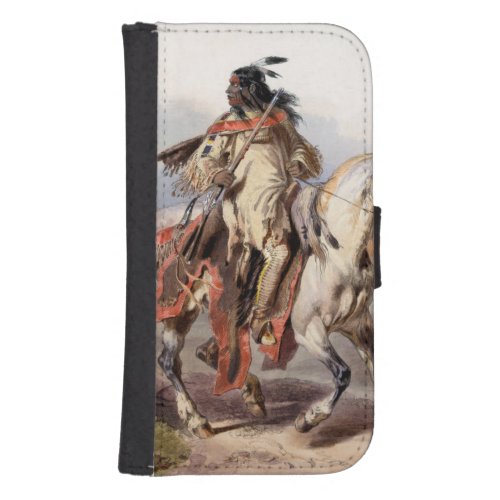 A Blackfoot Indian on horse_back Galaxy S4 Wallet Case
