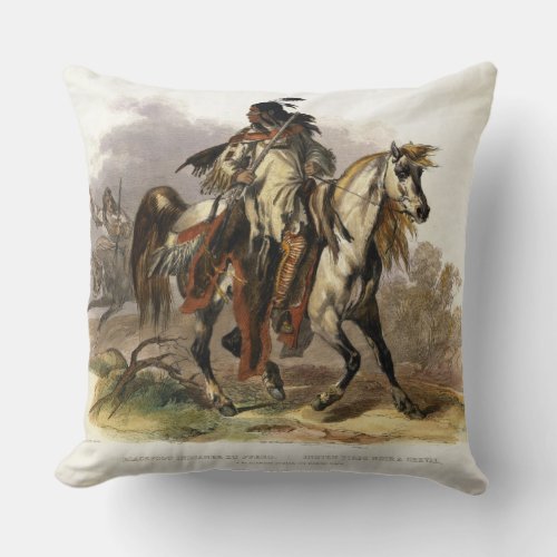 A Blackfoot Indian on Horseback plate 19 from Vol Throw Pillow