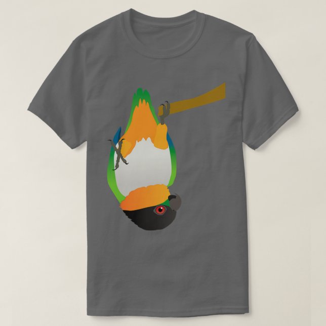 A blackheaded caique hanging upside down digital T-Shirt (Design Front)