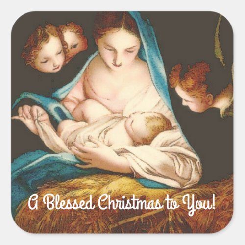 A Blessed Christmas Square Sticker