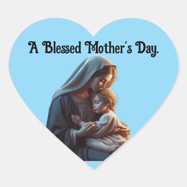 A Blessed Mother's Day Heart Shaped Sticker (Front)