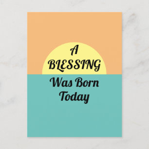 A BLESSING Was Born Today Retro Vintage Invitation Postcard