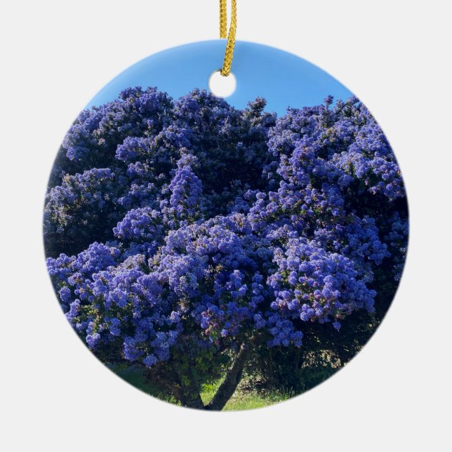 A Blooming California: Wild Lilac Ceramic Ornament (Front)