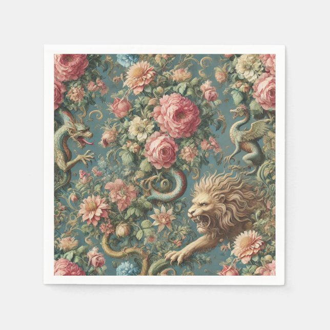 A Blooming Mythos – Mythical Victorian Design Napkins (Front)