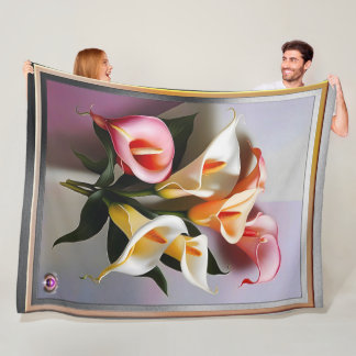 A Blossoming Of Calla Lilies In Pastel Colors Fleece Blanket