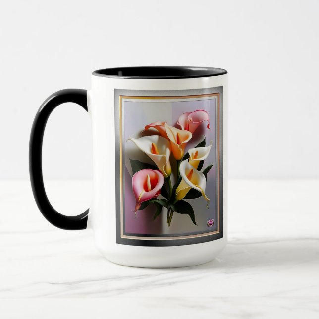 A Blossoming Of Calla Lilies In Pastel Colors Mug (Left)