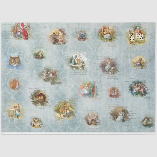 A Blue Alice in Wonderland Series Design 3 Tissue Paper (Front)