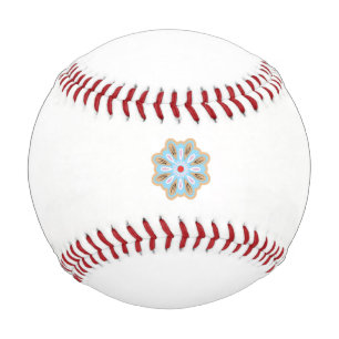 a blue and brown flower with a red center baseball