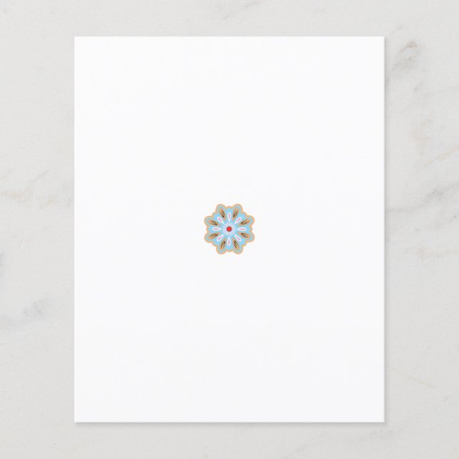 a blue and brown flower with a red center flyer (Front)